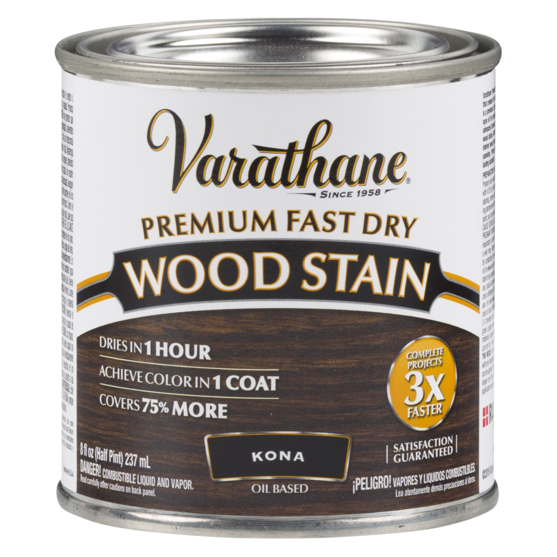 slide 1 of 5, Varathane Premium Fast Dry Wood Stain - 262029, Half Pint, Kona, 1/2 pint