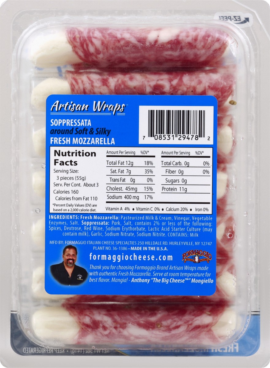 slide 5 of 8, Formaggio Artisan Sopressata & Mozzarella Wrap, 5 oz