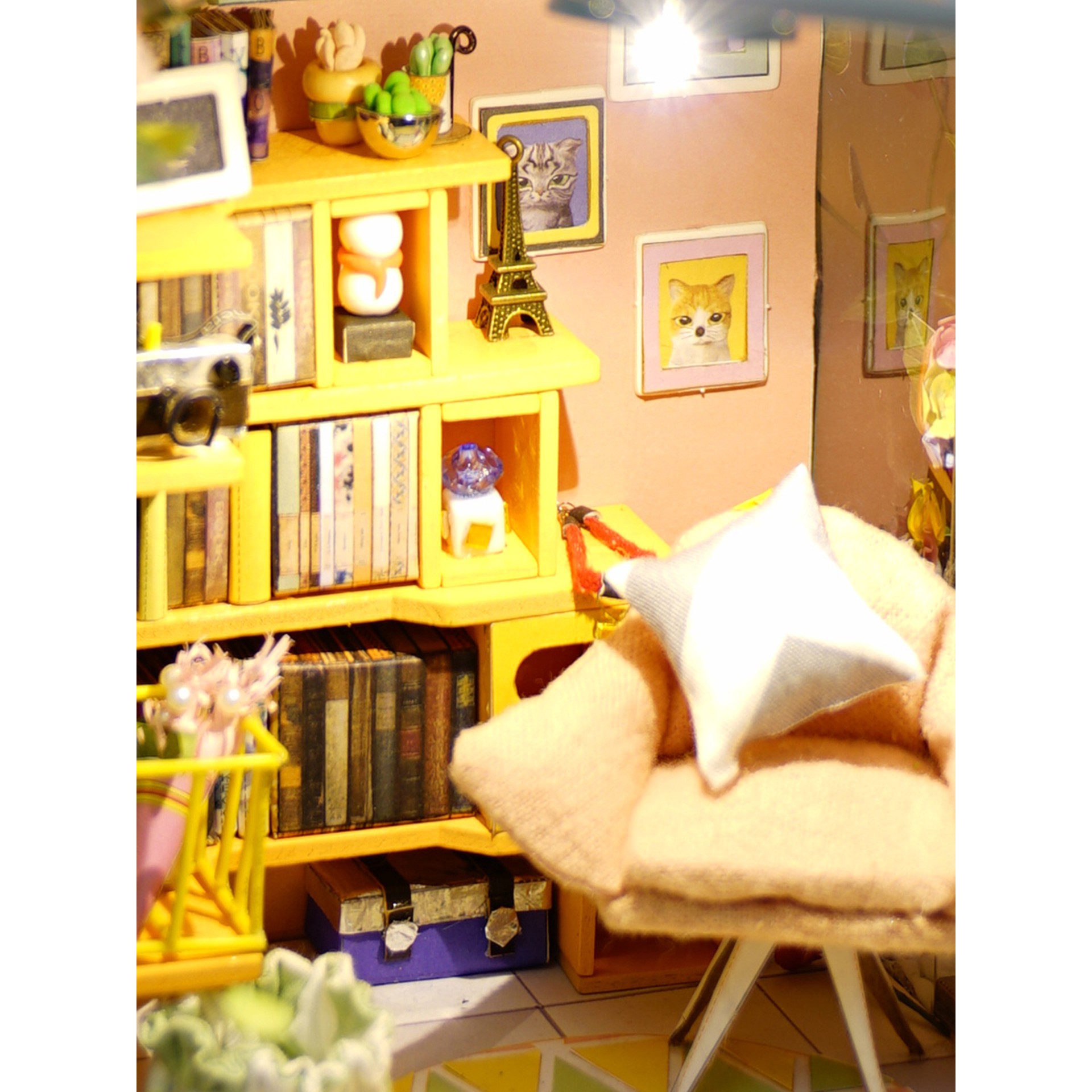 slide 5 of 7, Robotime Rolife Dora's Loft Diy Miniature House Kit, 9.06 in x 6.3 in x 10.24 in