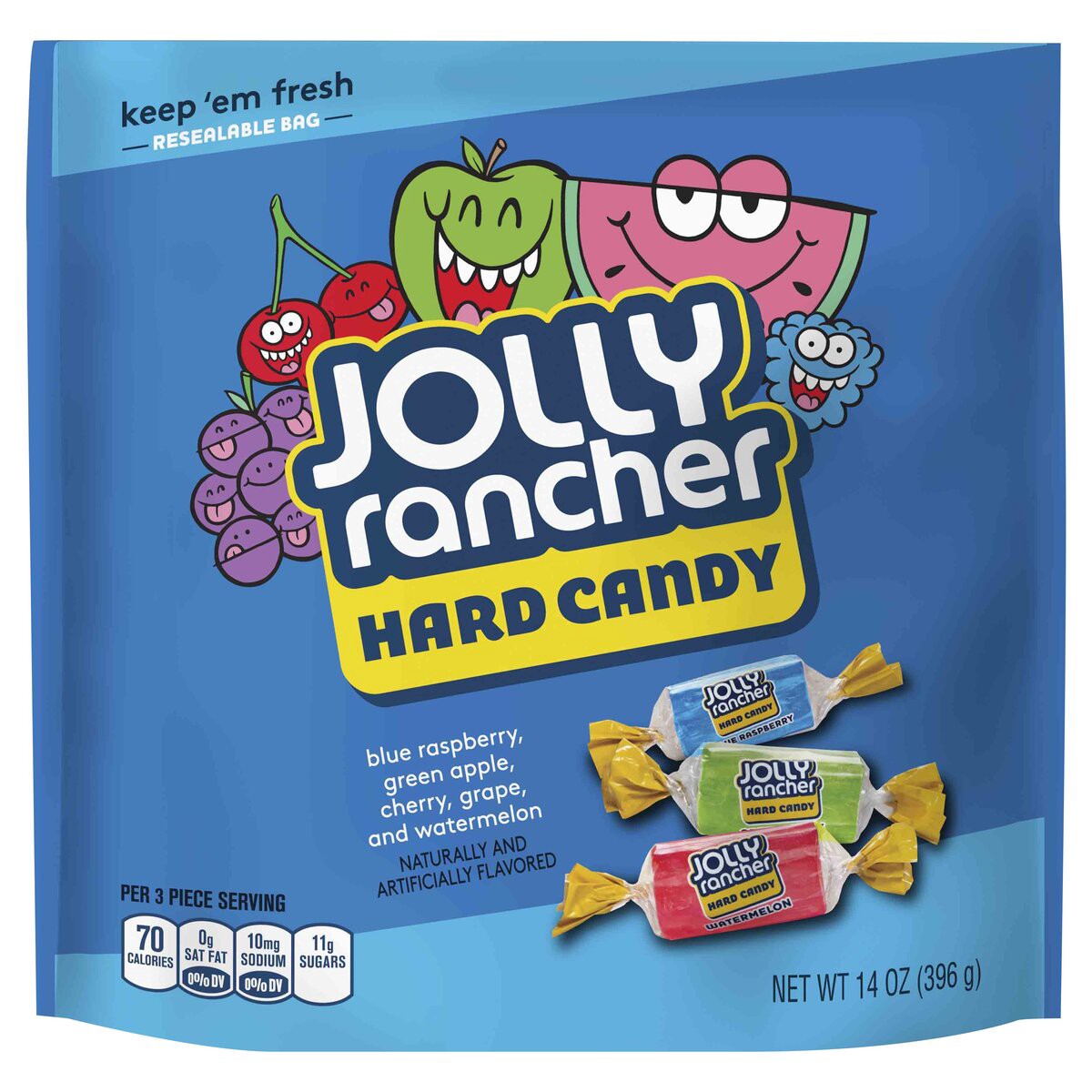 slide 1 of 141, Jolly Rancher Hard Candy, Watermelon, Green Apple, Cherry, Grape, and Blue Raspberry Flavors, 14 oz