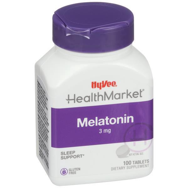 slide 1 of 1, Hy-Vee Healthmarket Melatonin 3mg Tablets, 100 ct