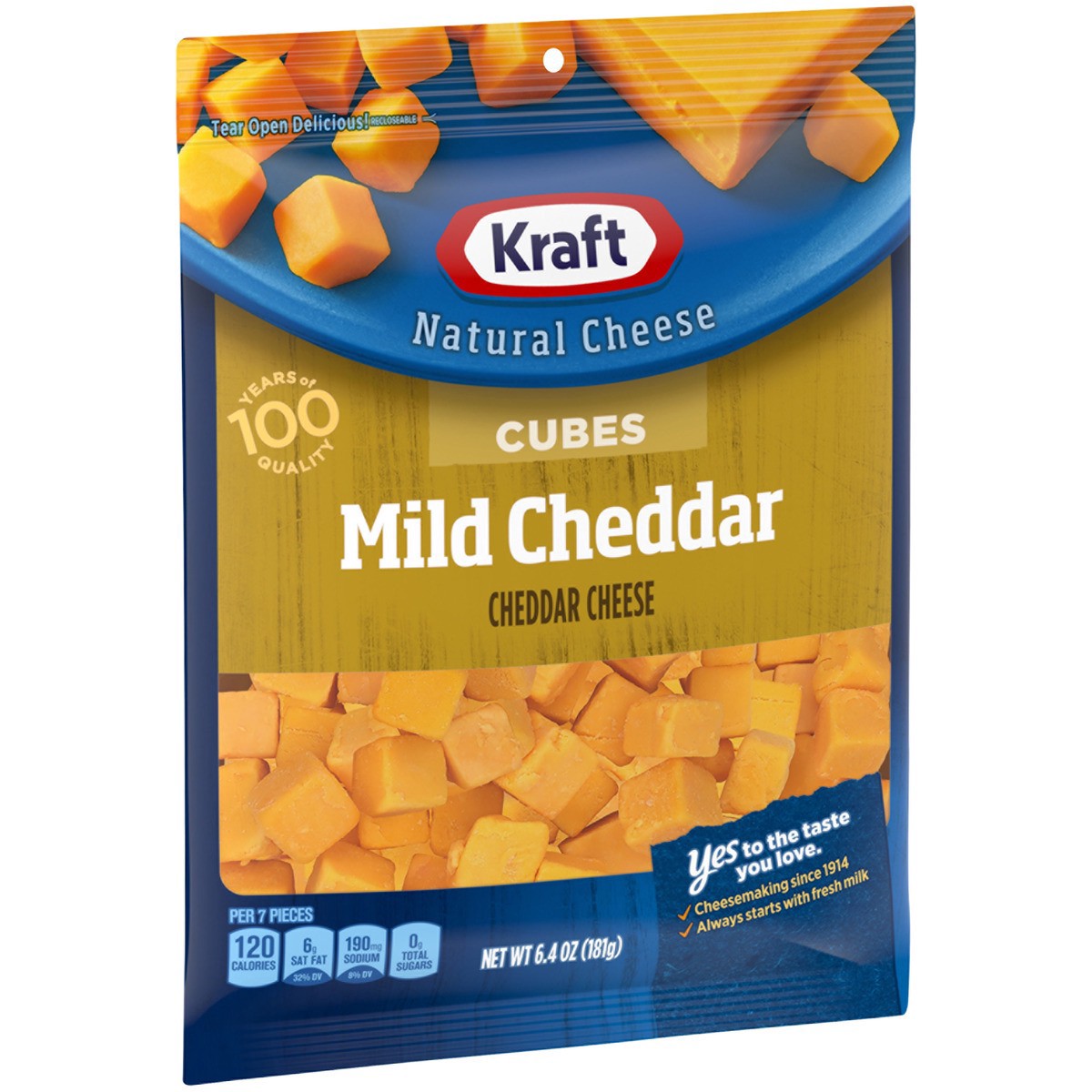 slide 13 of 13, Kraft Mild Cheddar Cheese Cubes, 6.4 oz Bag, 6.4 oz