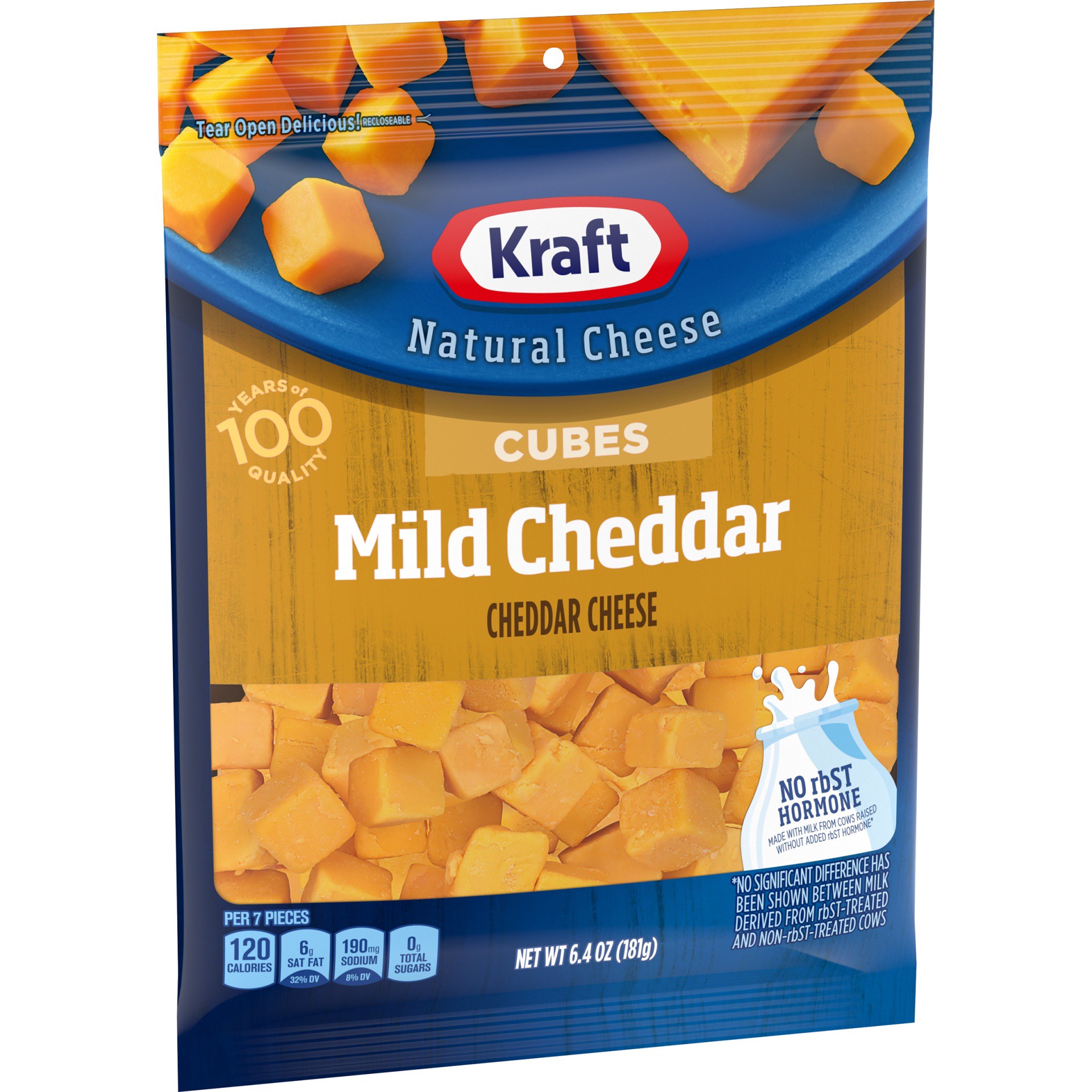 slide 10 of 13, Kraft Mild Cheddar Cheese Cubes, 6.4 oz Bag, 6.4 oz