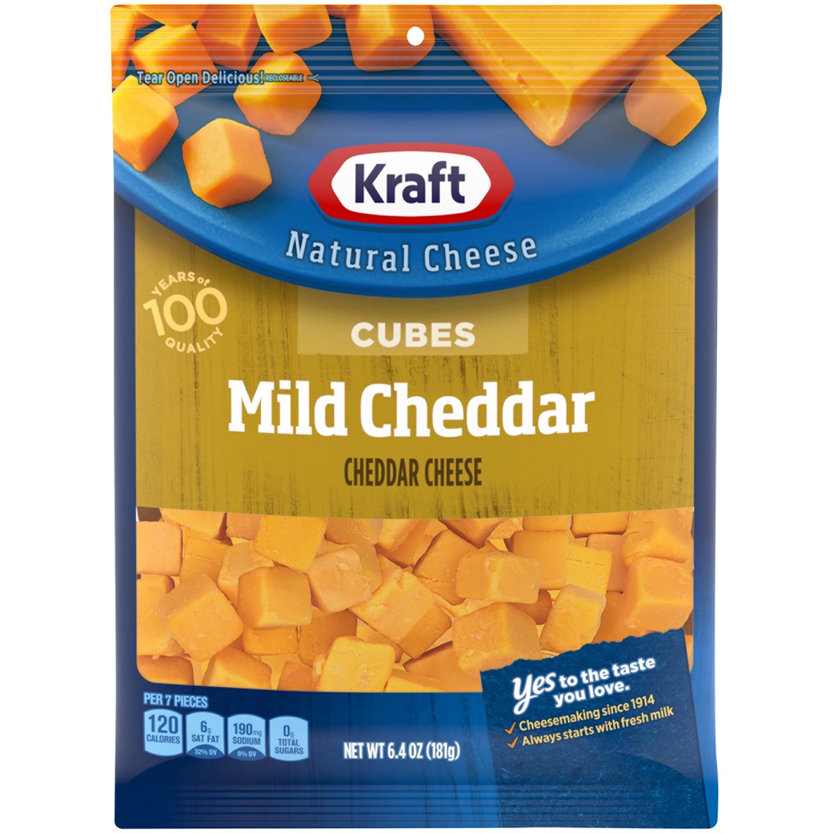 slide 1 of 8, Kraft Mild Cheddar Cheese Cubes, 6.4 oz