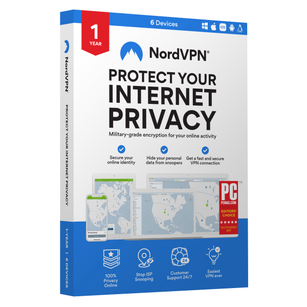 slide 1 of 1, Avanquest Software Nordvpn Internet Security And Privacy, For Pc Or Mac, 6 Devices, 1 Year Subscription, 1 ct