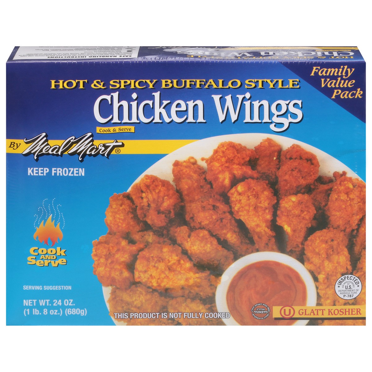 slide 1 of 9, Meal Mart Hot & Spicy Buffalo Style Chicken Wings Family Value Pack 24 oz, 24 oz