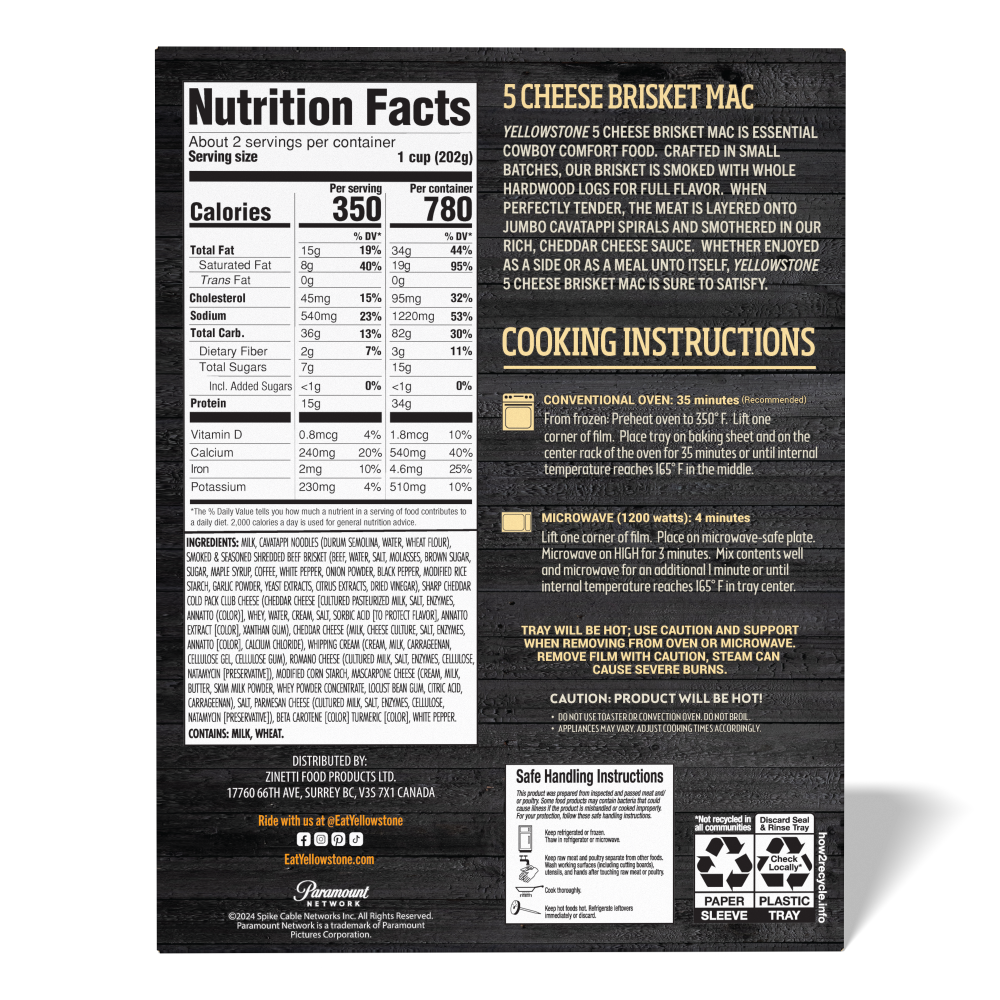 slide 2 of 2, Yellowstone Cheesy Brisket Mac, 16 oz