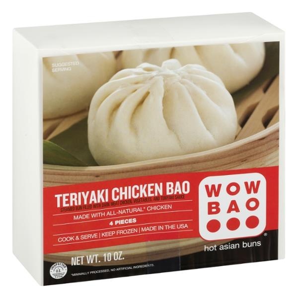 slide 1 of 1, Wow Bao Asian Buns, Hot, Teriyaki Chicken Bao, 4 ct