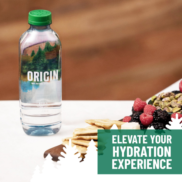 slide 3 of 22, Poland Spring Origin, 100% Natural Spring Water, 900mL recycled plastic bottle, 30.4 oz