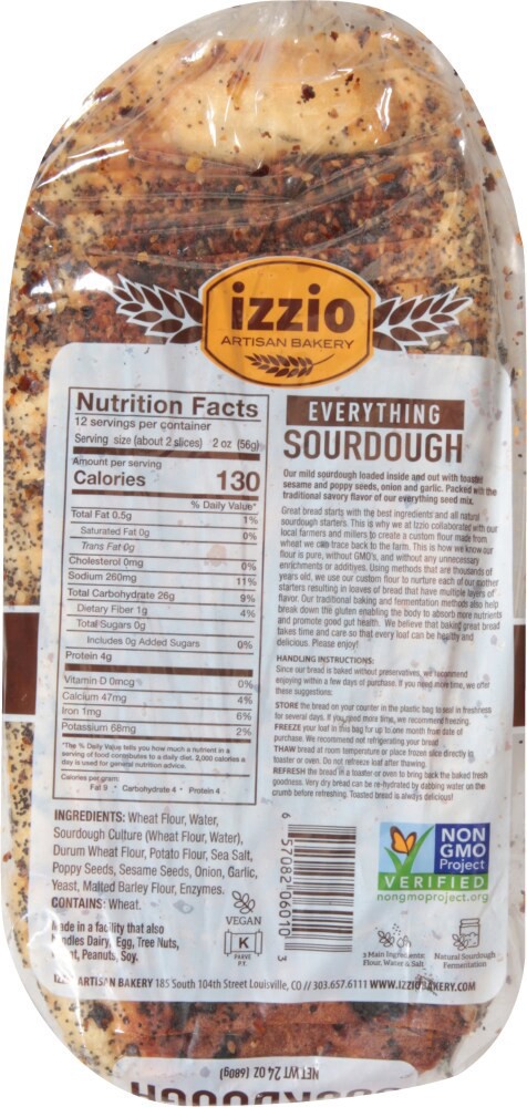 slide 3 of 4, Izzio Artisan Bakery Everything Sourdough 24 oz, 24 oz