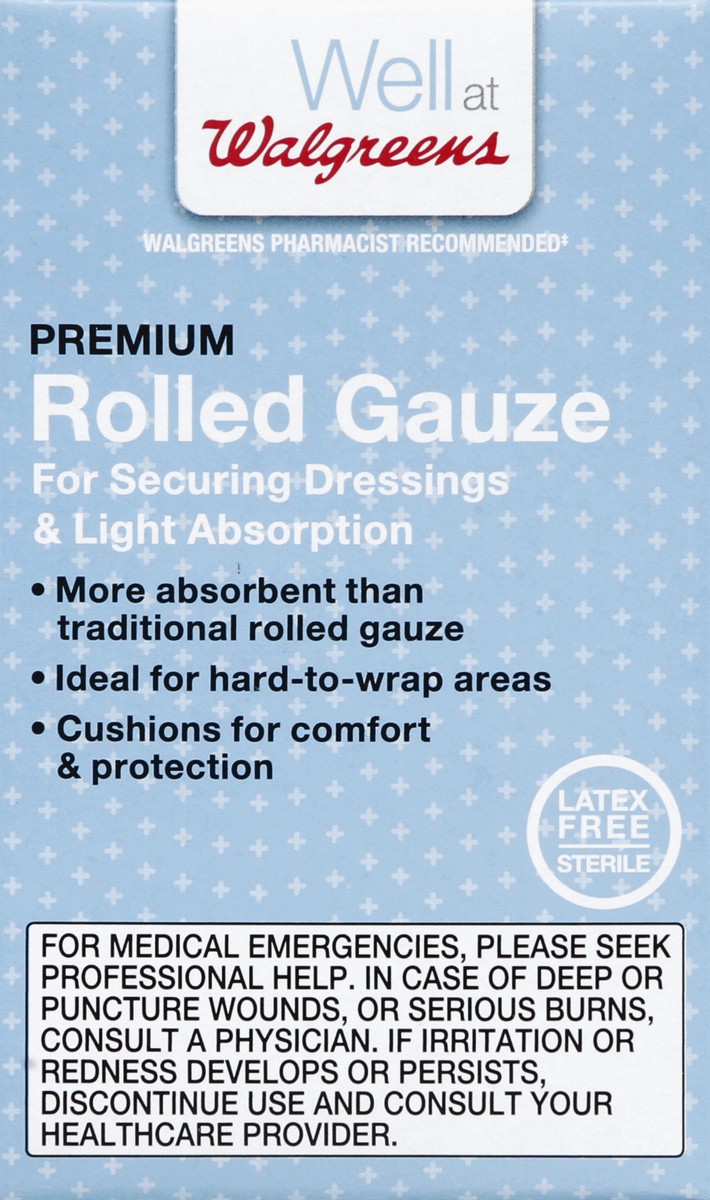 slide 2 of 4, Walgreens Premium Rolled Gauze, 2 in x 2.5 yd