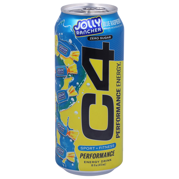 slide 1 of 1, C4 Sport Performance Jolly Rancher Blue Raspberry Energy Drink, 16 fl oz can, 16 fl oz