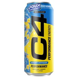 C4 Sport Performance Jolly Rancher Blue Raspberry Energy Drink, 16 fl oz can