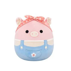 Squishmallows 10" Pink Pig in Blue Overalls with Headband
