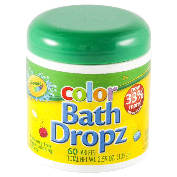 slide 1 of 4, Crayola Bath Dropz Fragrance-Free Water-Coloring Tablets, 60 ct