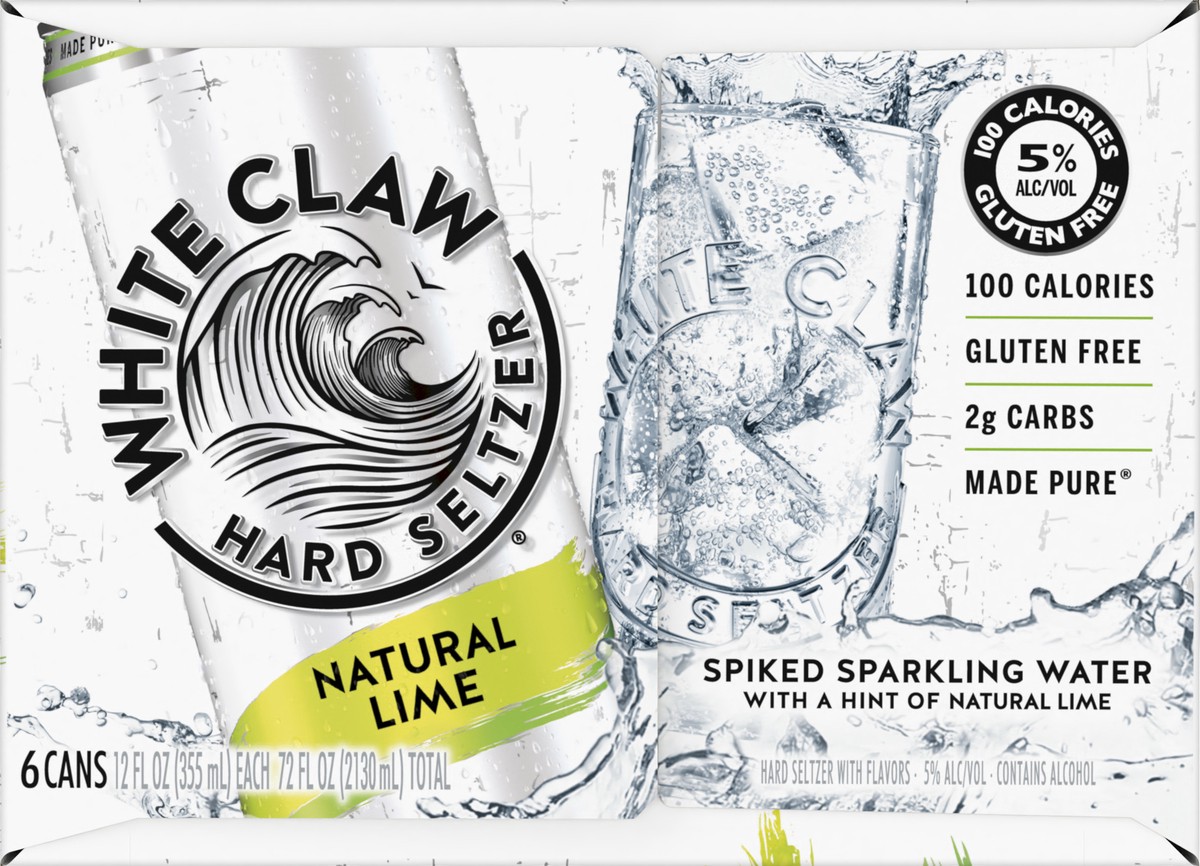 slide 5 of 6, White Claw 6 Pack Spiked Natural Lime Hard Seltzer 6 ea, 6 ct; 12 oz