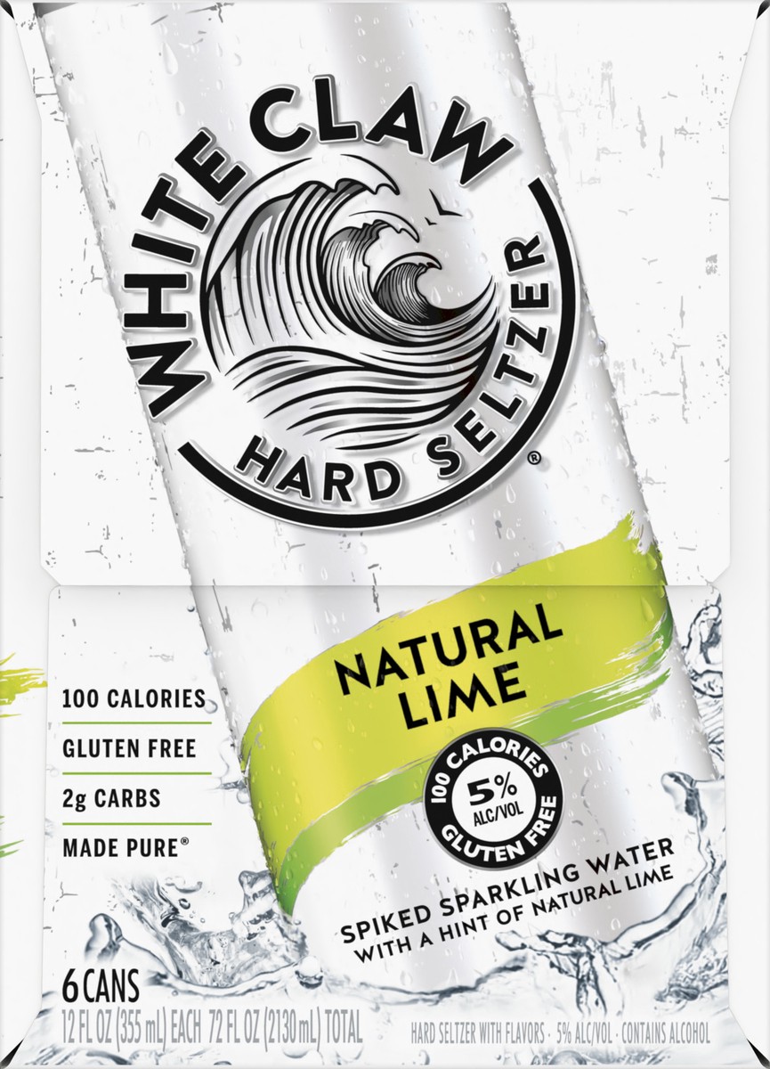 slide 2 of 6, White Claw 6 Pack Spiked Natural Lime Hard Seltzer 6 ea, 6 ct; 12 oz