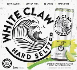 White Claw 6 Pack Spiked Natural Lime Hard Seltzer 6 ea