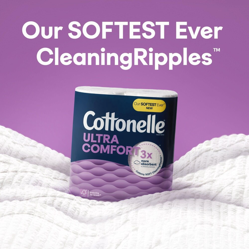 slide 5 of 6, Cottonelle Ultra Comfort Toilet Paper, Strong Toilet Tissue, 24 Mega Rolls (24 Mega Rolls = 96 Regular Rolls), 244 Sheets Per Roll, 24 ct