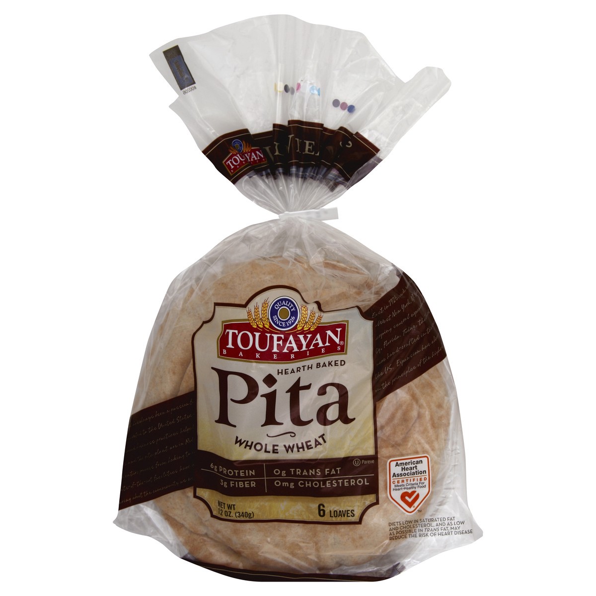 slide 4 of 6, Toufayan Whole Wheat Pita Bread, 12 oz