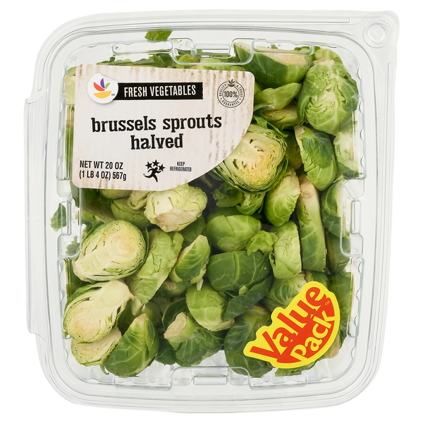 slide 1 of 1, Giant Fresh Vegetables Halved Brussels Sprouts, 20 oz