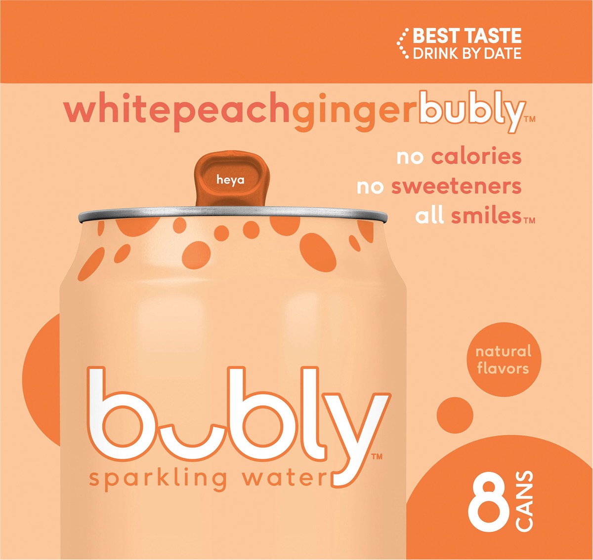 slide 2 of 4, bubly Sparkling Water White Peach Ginger - 8 ct, 8 ct