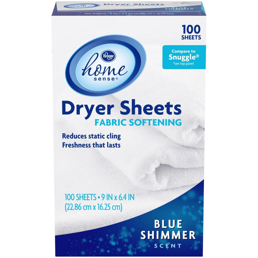 slide 1 of 6, Kroger Home Sense Blue Shimmer Scent Dryer Sheets, 100 ct