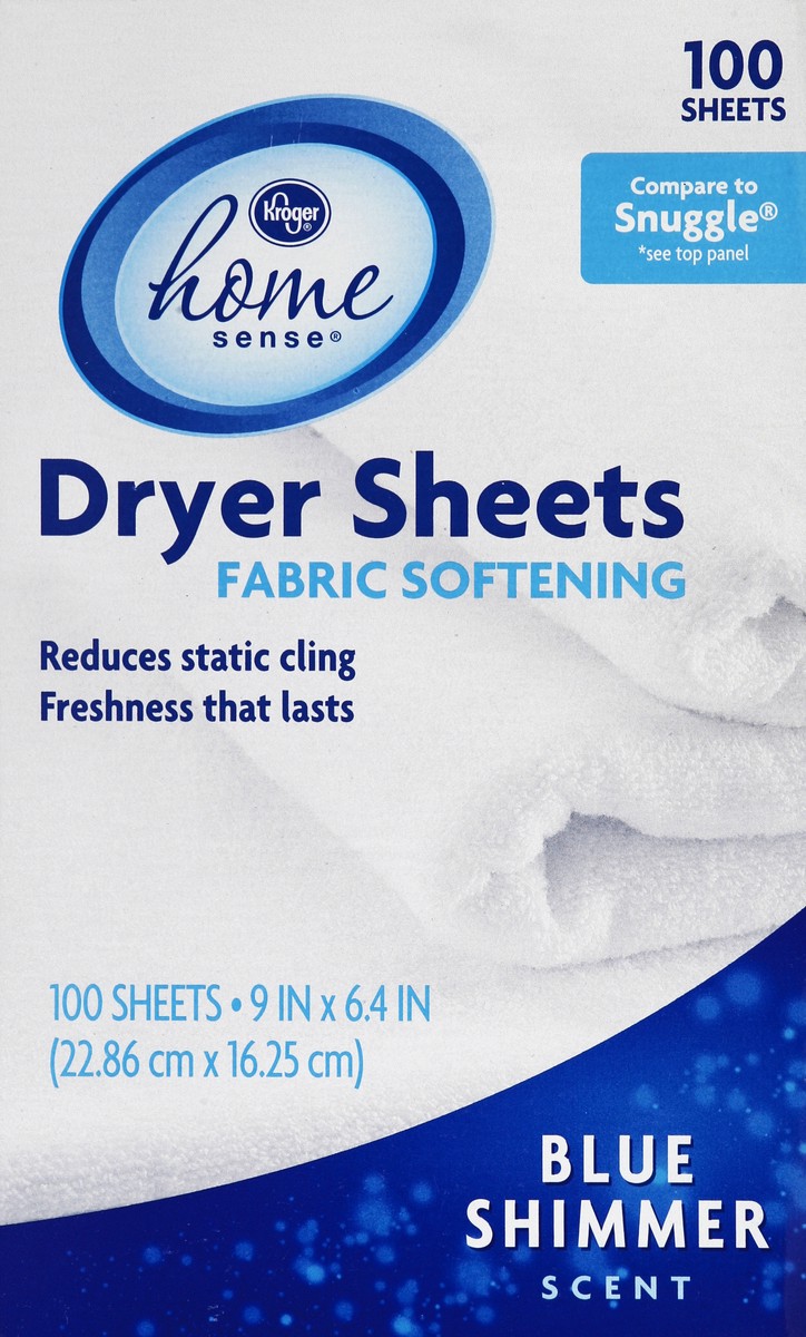 slide 5 of 6, Kroger Home Sense Blue Shimmer Scent Dryer Sheets, 100 ct