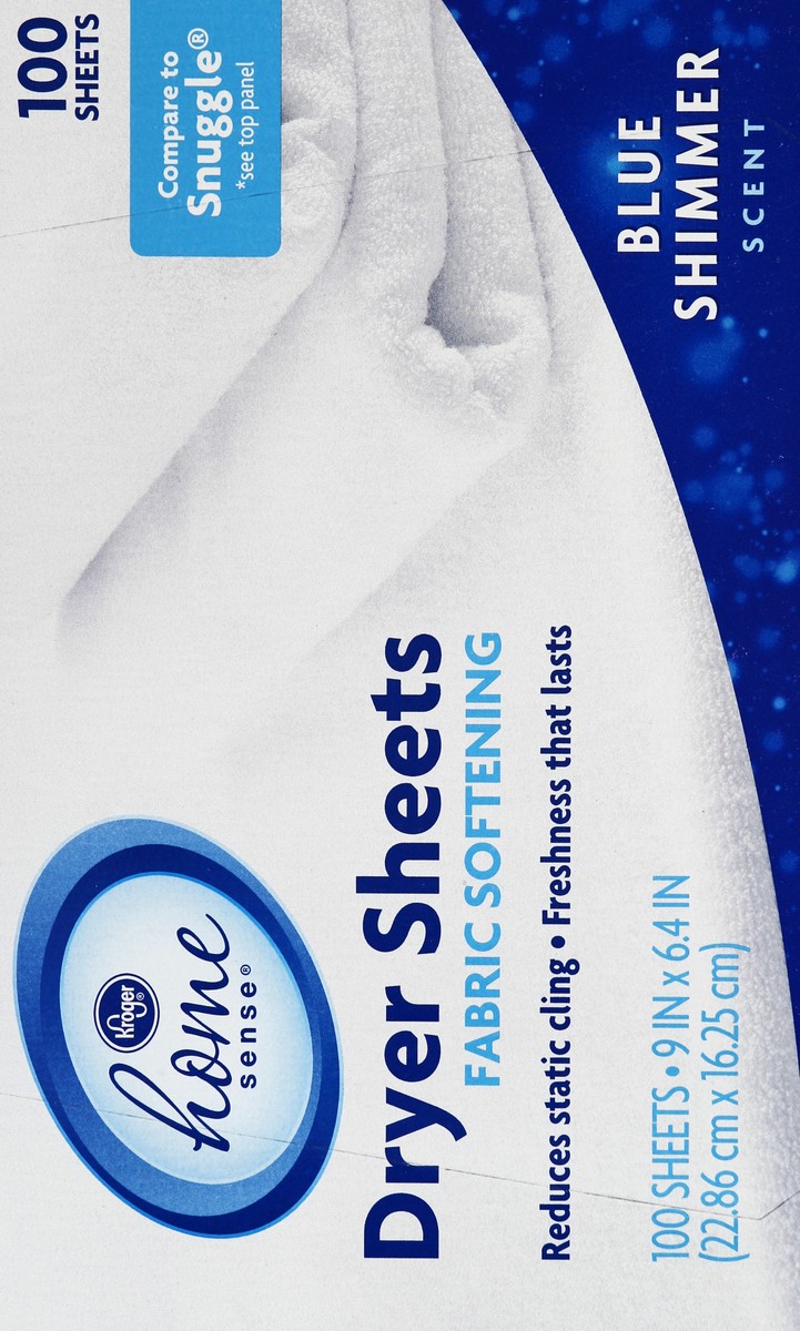 slide 6 of 6, Kroger Home Sense Blue Shimmer Scent Dryer Sheets, 100 ct