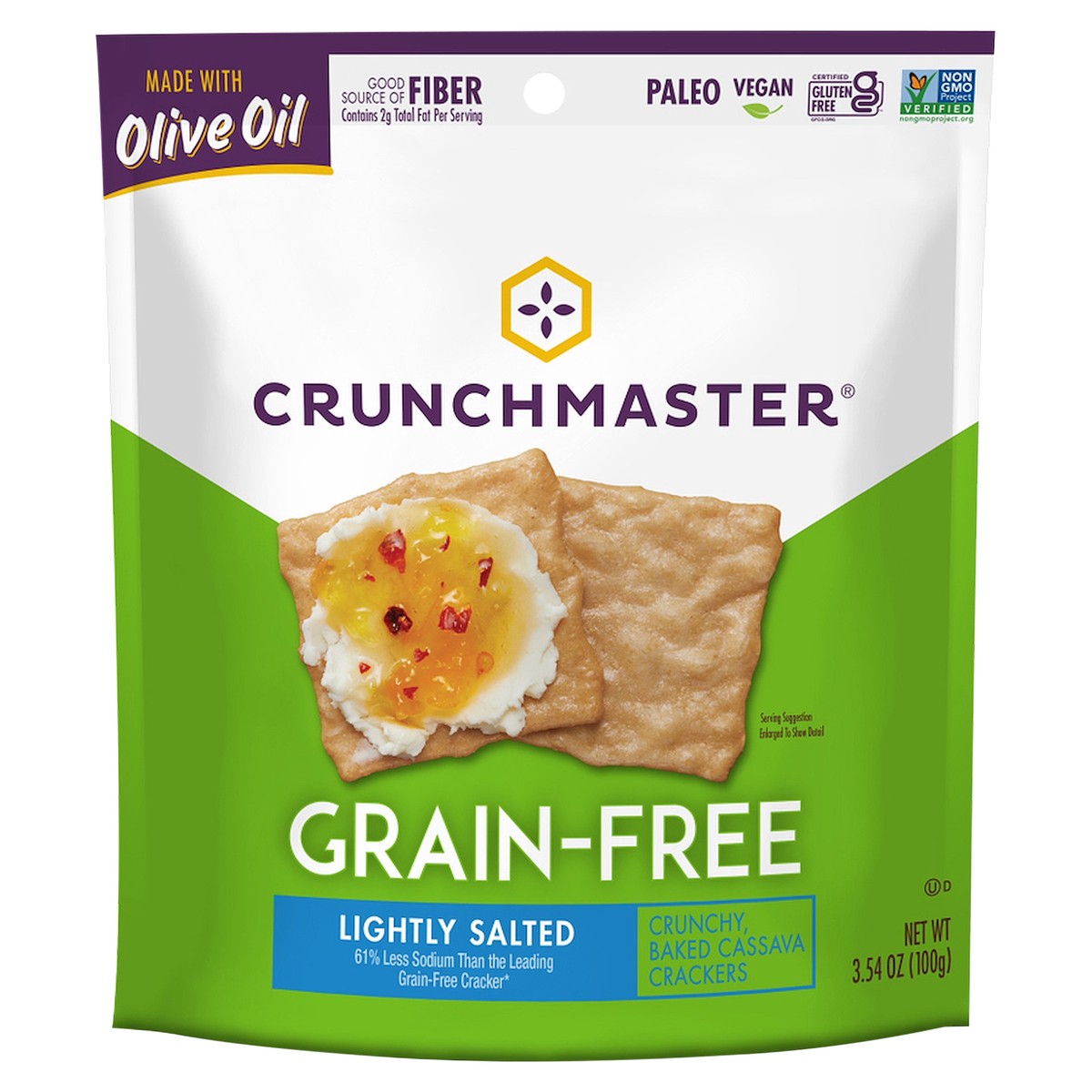 slide 1 of 1, Crunchmaster Grain-Free Lightly Salted Crackers 3.54 oz, 3.54 oz