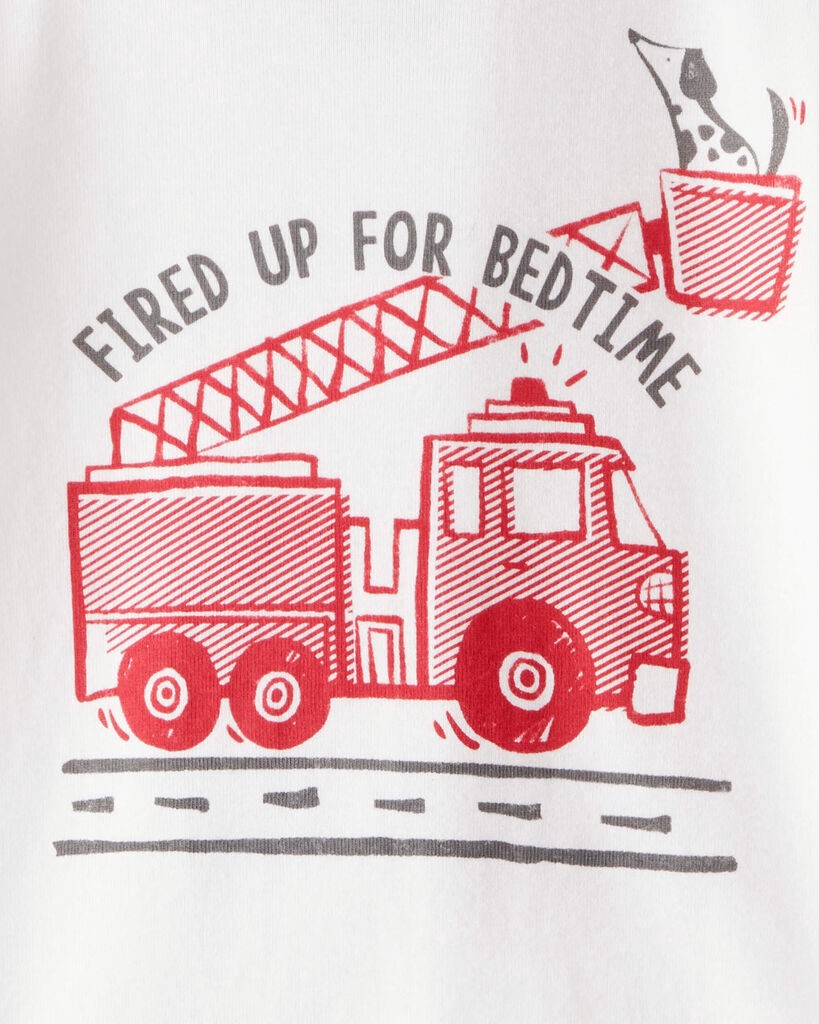 slide 2 of 3, Carter's Baby Boy Firetruck Print 100% Cotton Long-Sleeve 4-Piece Pajamas - Red/White Red/White 9M, 4 pc