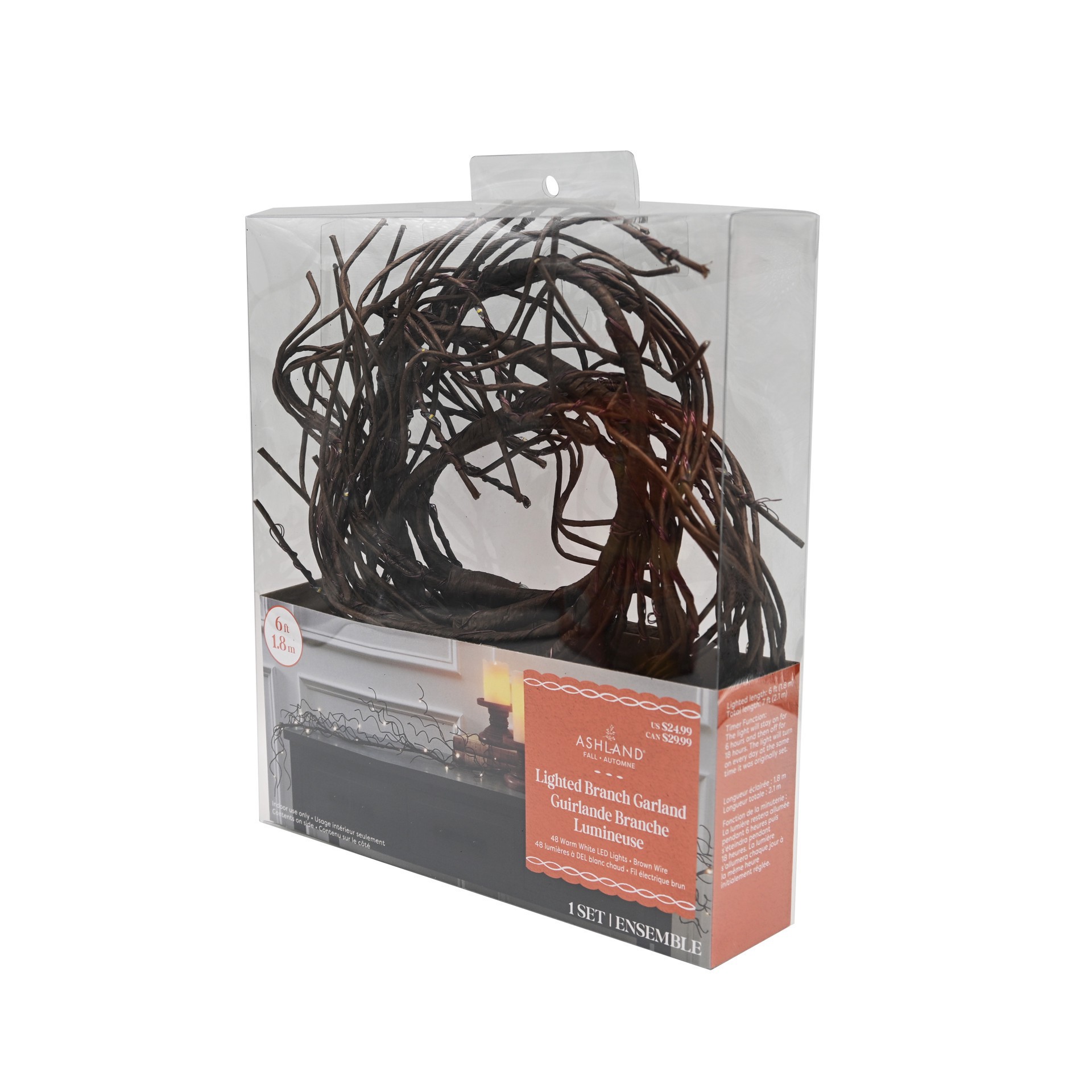 slide 3 of 4, 48ct. Amber Led Lighted Branch Garland By Ashland, 48 ct