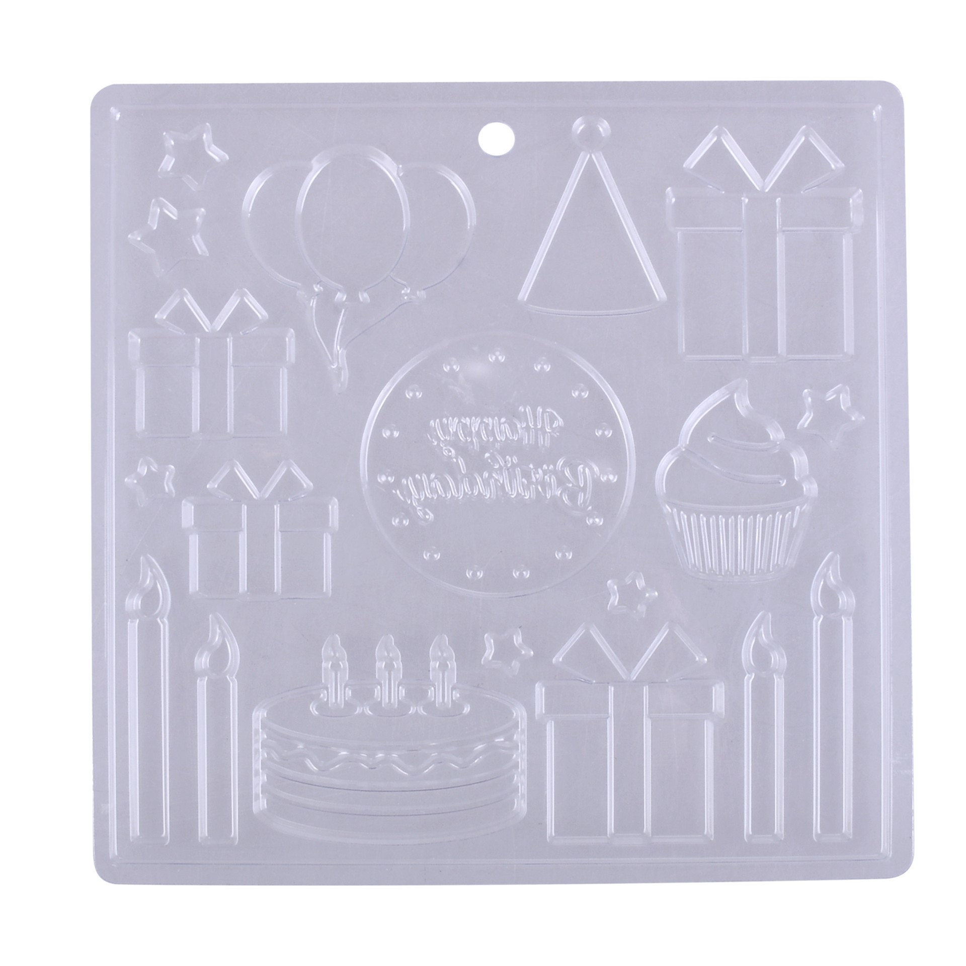 slide 4 of 4, Birthday Plastic Candy Mold By Makery, 7 in x 7 in