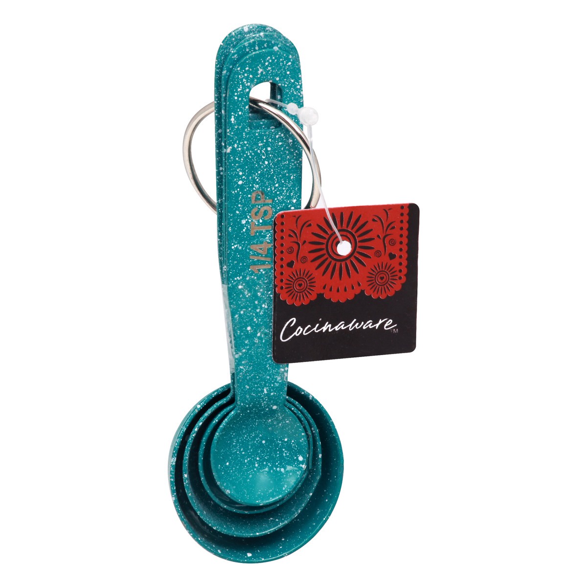 slide 4 of 8, Cocinaware Aqua Speckled Measuring Spoons, 1 ct