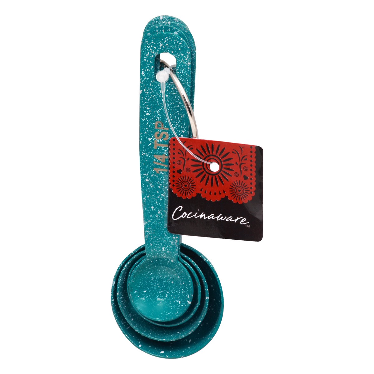 slide 2 of 8, Cocinaware Aqua Speckled Measuring Spoons, 1 ct