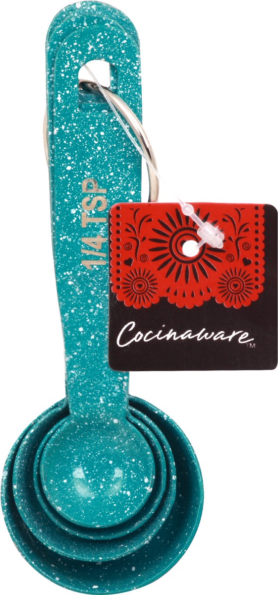 slide 8 of 8, Cocinaware Aqua Speckled Measuring Spoons, 1 ct