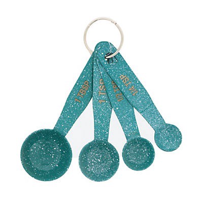 slide 1 of 8, Cocinaware Aqua Speckled Measuring Spoons, 1 ct