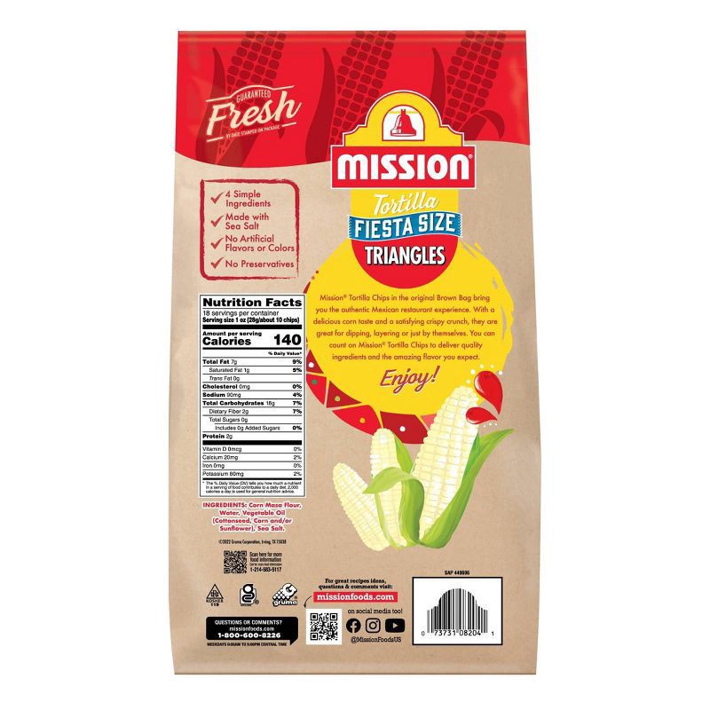 slide 3 of 4, Mission Fiesta Size Triangles Tortilla Chips - 18oz, 18 oz