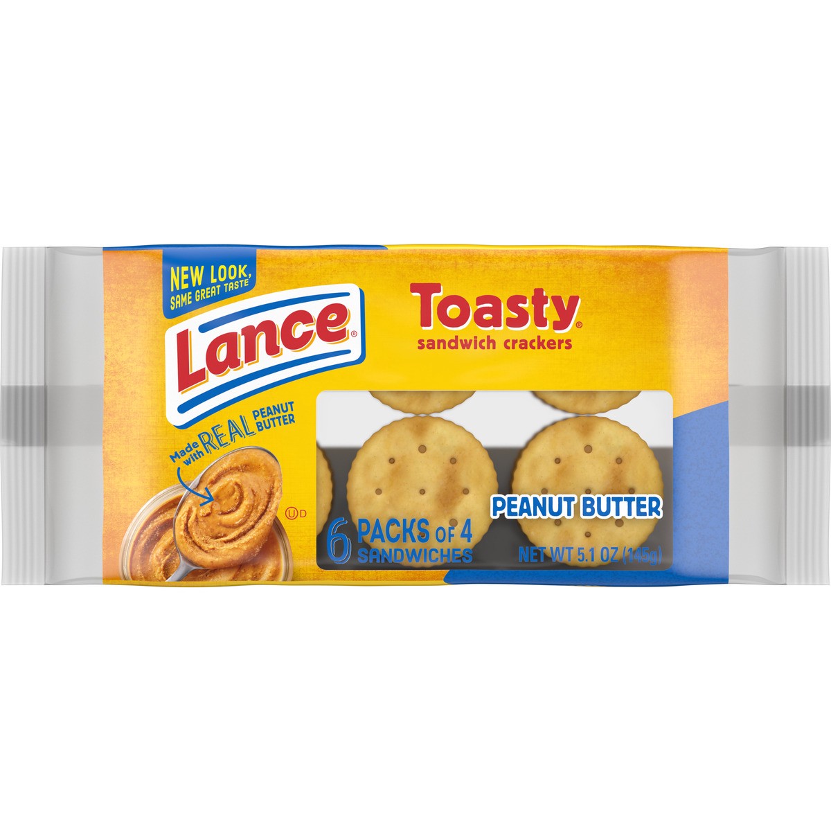 slide 6 of 11, Lance Sandwich Crackers, Toasty Peanut Butter, 6 Individually Wrapped Packs, 4 Sandwiches Each, 5.1 oz