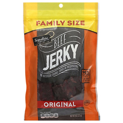 slide 1 of 1, Signature Select Beef Jerky Original Family Size, 8 oz