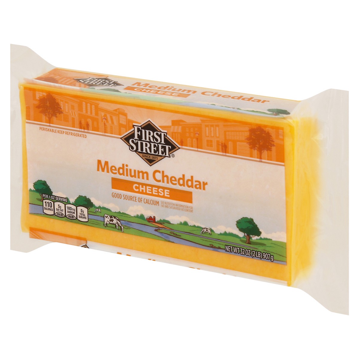 slide 3 of 13, First Street Medium Cheddar Cheese, 2 lb