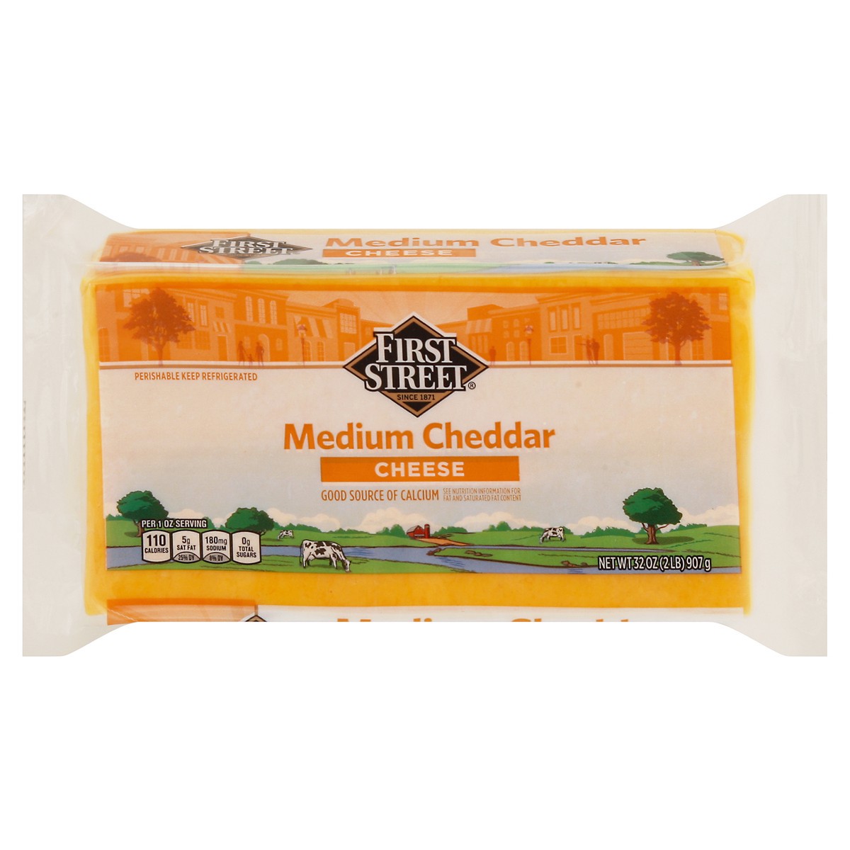 slide 9 of 13, First Street Medium Cheddar Cheese, 2 lb