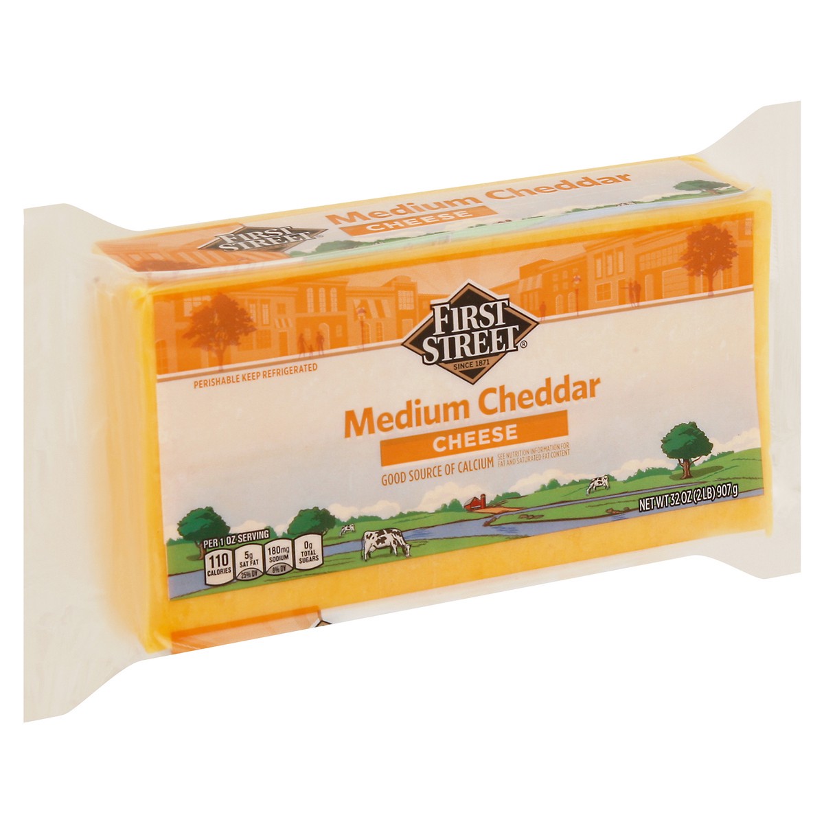 slide 7 of 13, First Street Medium Cheddar Cheese, 2 lb