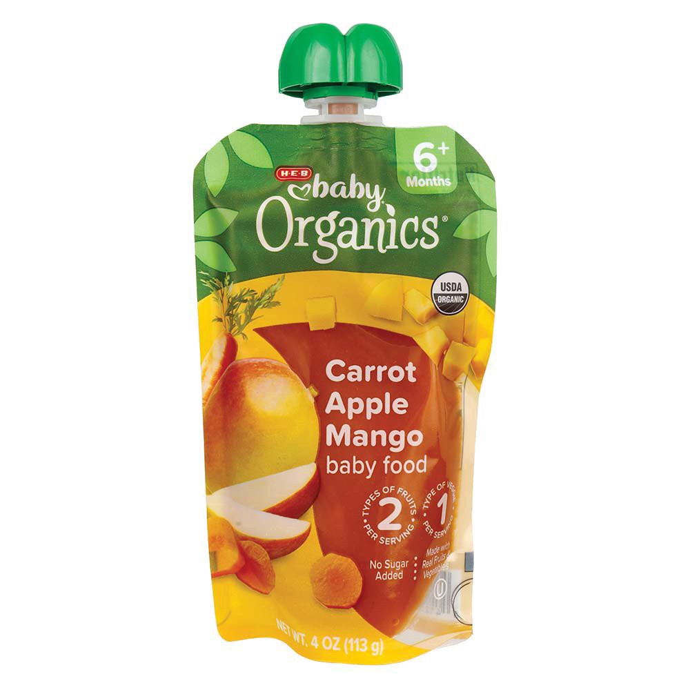 slide 1 of 1, H-E-B Baby Organics Carrot Apple Mango, 4 oz