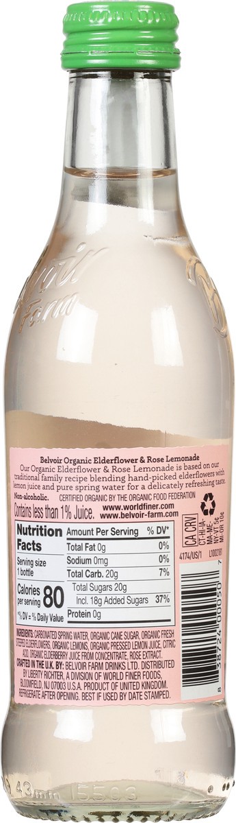 slide 2 of 9, Belvoir Farm Organic Elderflower & Rose Lemonade Soft Drink- 8.4 fl oz, 8.4 fl oz