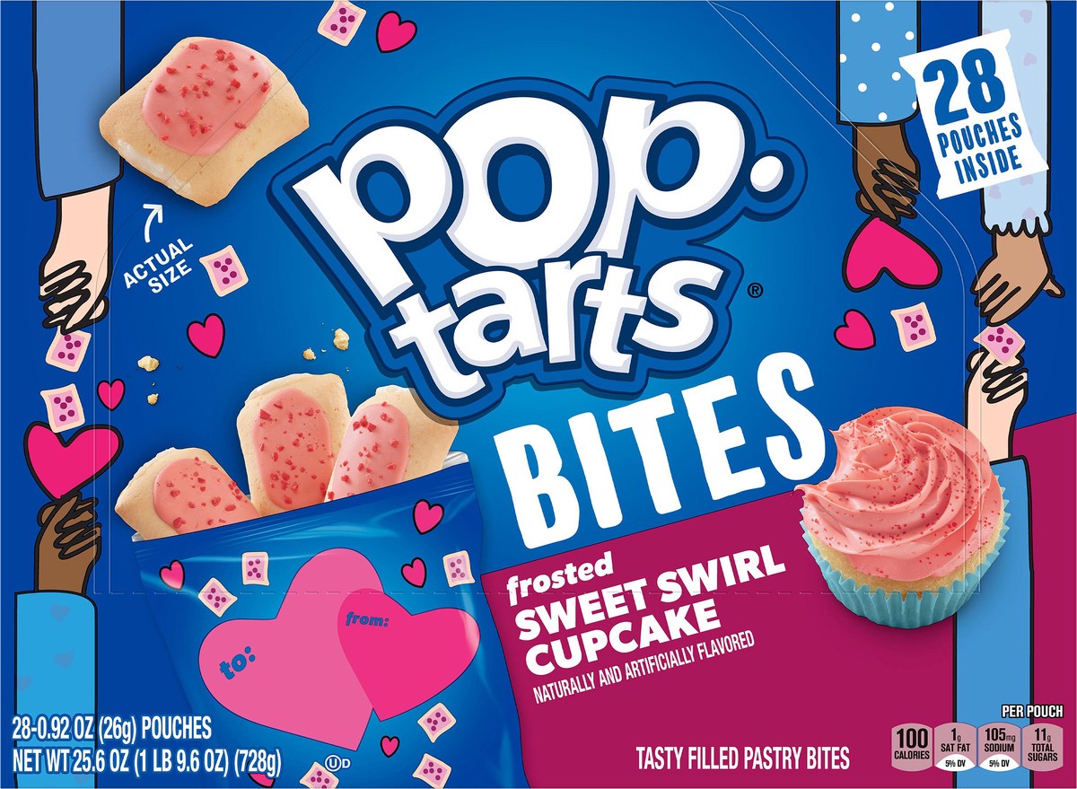 slide 6 of 10, Pop-Tarts Baked Pastry Bites, Frosted Sweet Swirl Cupcake, 25.6 oz, 28 Count, 25.6 oz