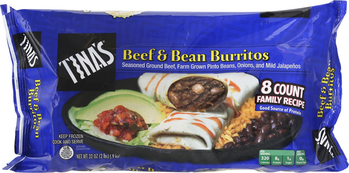 slide 6 of 9, Tina's Tina Beef And Bean Burritos, 8 ct