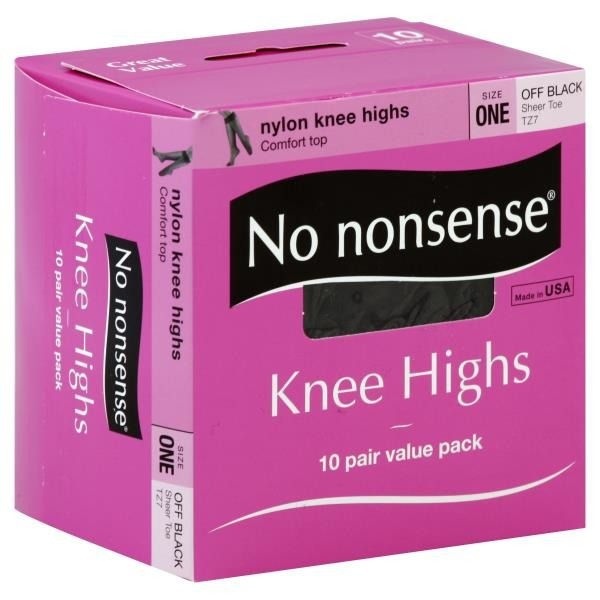 slide 1 of 1, No Nonsense Knee Highs, Nylon, Sheer Toe, Size One, Off Black, 10 ct