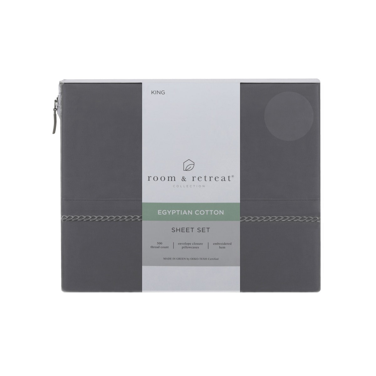 slide 1 of 5, Home 500 Thread Count Egyptian Cotton Sheet Set, King, Frost Gray, King Size