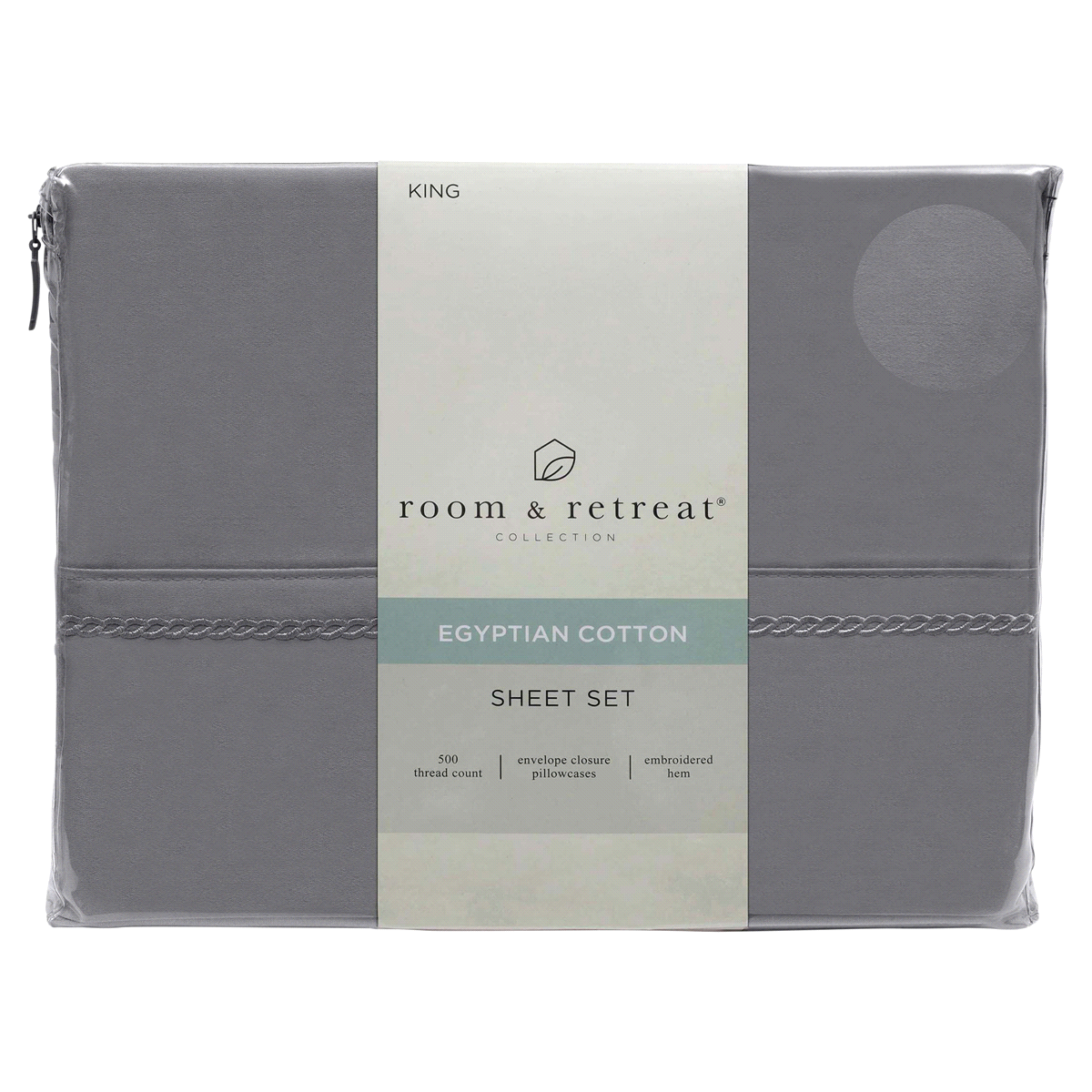 slide 1 of 2, Home 500 Thread Count Egyptian Cotton Sheet Set, King, Frost Gray, King Size